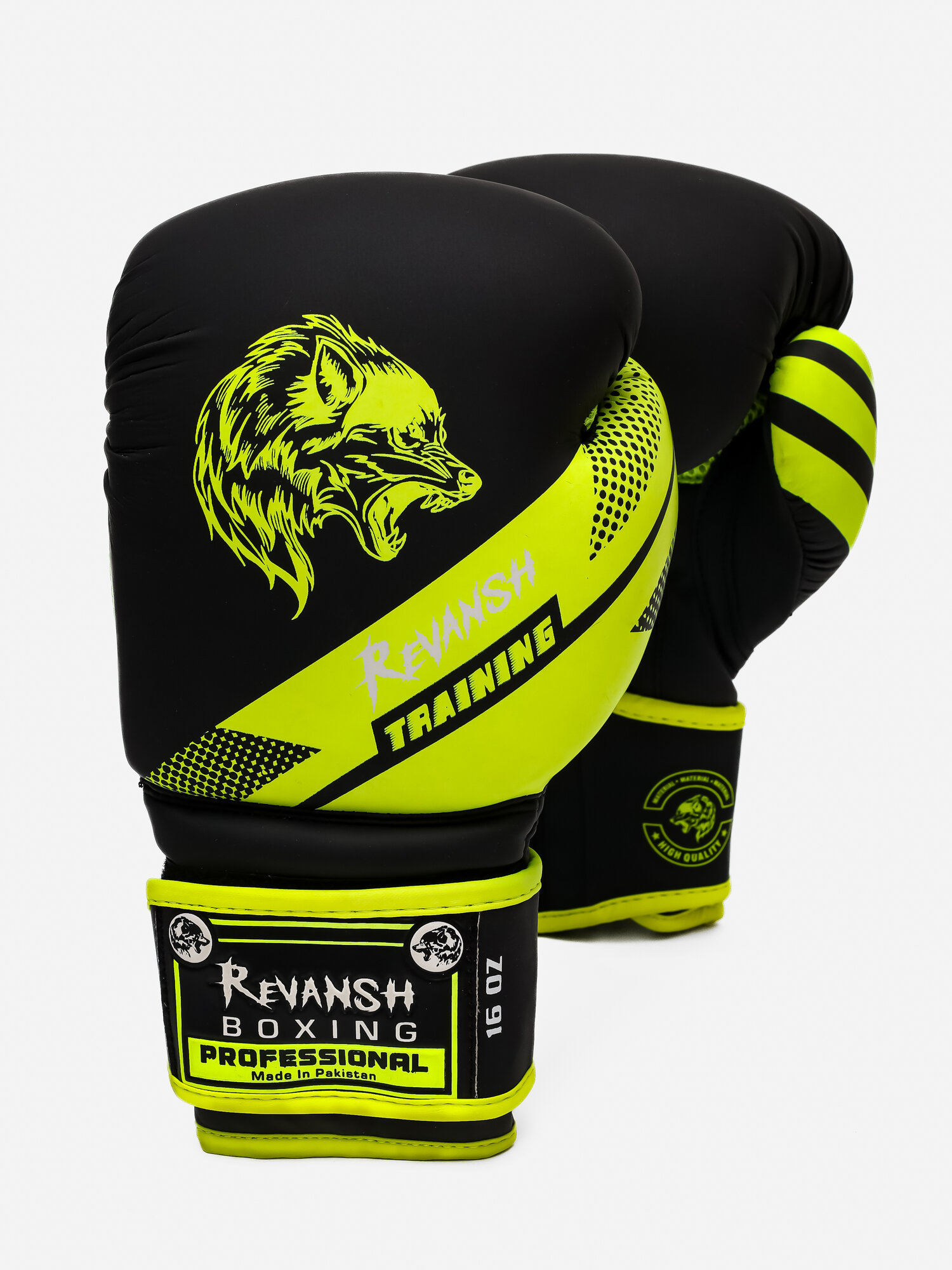 Перчатки из искусственной кожи эмбоссинг, REVANSH WOLF BLACK GREEN, арт. RG-WOLFGREEN-S12