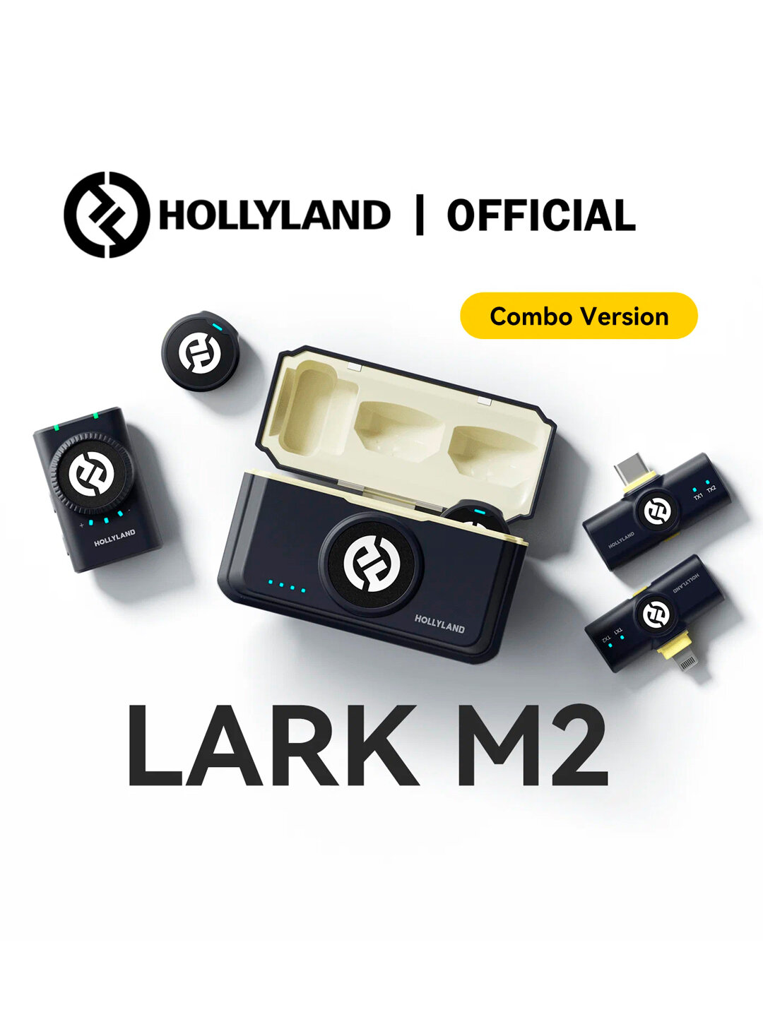 Микрофон петличка HOLLYLAND Lark M2 Combo, с шумоподавлением, черный