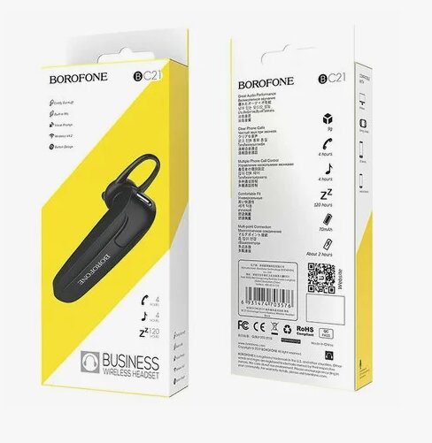 Гарнитура BOROFONE BC21, беспроводная, Bluetooth 5.3, черная — фото 1