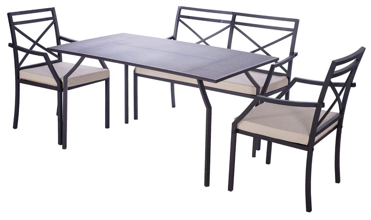 Комплект садовой мебели Удачная мебель Суаре стол скамья и 2 кресла