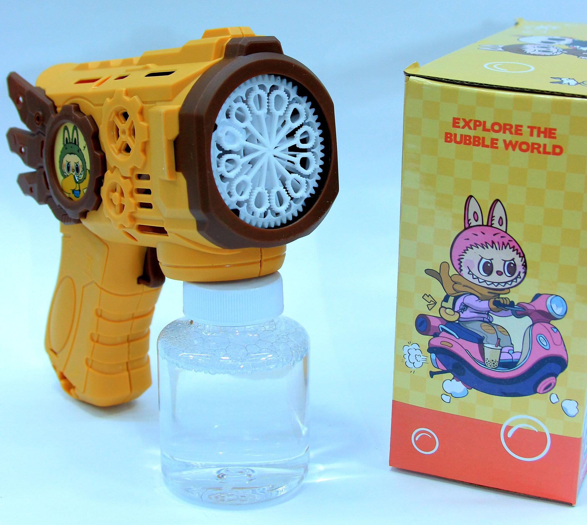 Генератор мыльных пузырей, LABUBU от 3 лет, 2000 пузырей/мин, батарейки AA — фото 1