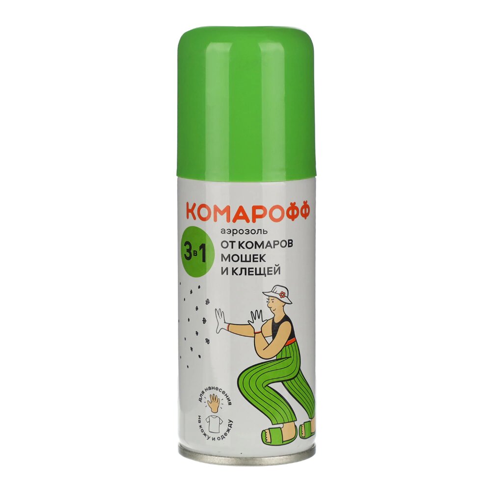 Аэрозоль Комарофф 3в1 для защиты от укусов кровососущих насекомых 100 мл