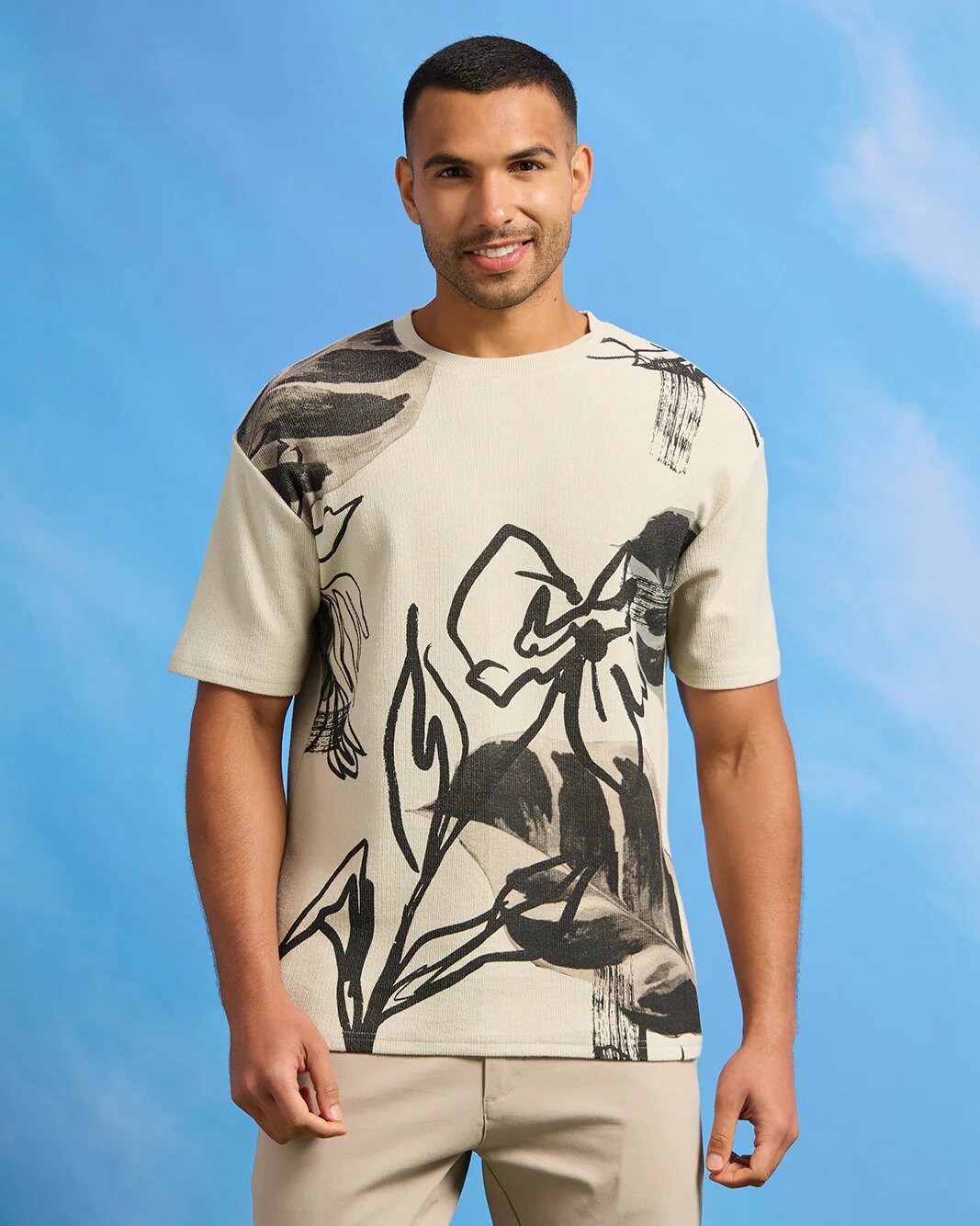 Футболка REDTAG, размер 2XL, бежевый — фото 1