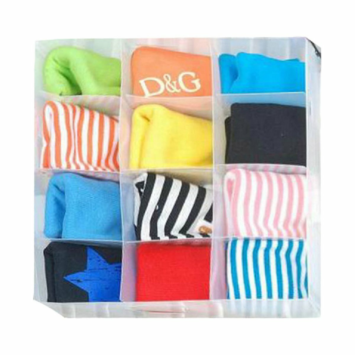 Коробка для белья PSB-03/12 пластиковая 12 ячеек 30х30х10 см складная прозрачная полипропилен