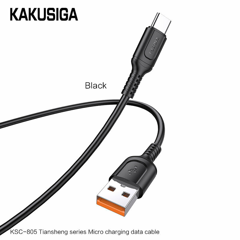 Кабель USB KAKUSIGA KSC-805 Type-C, черный, для зарядки и синхронизации