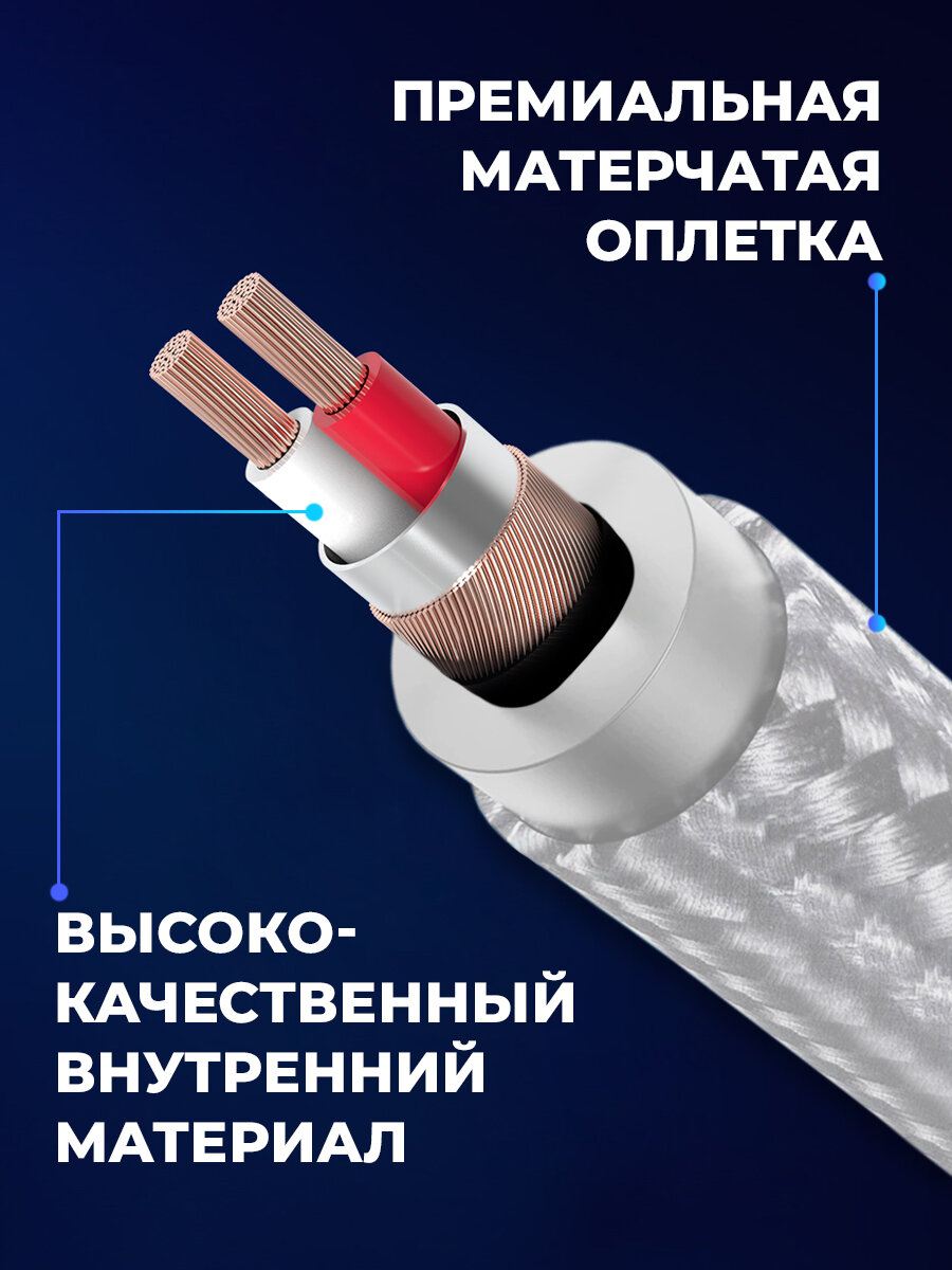 Кабель AUX WALKER mini jack 3.5мм, 1,5 м, провод аукс в машину, акустический, шнур для колонки, аксессуары для телефона, белый — фото 1