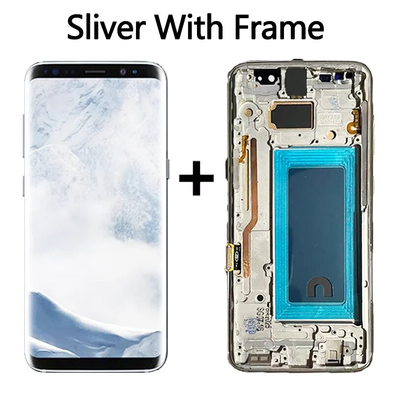 Новый TFT-экран S8 для Samsung S8 G950F G950FD G9500 G950U, ЖК-дисплей с рамкой, сенсорный экран, дигитайзер, замена, Sliver With Frame