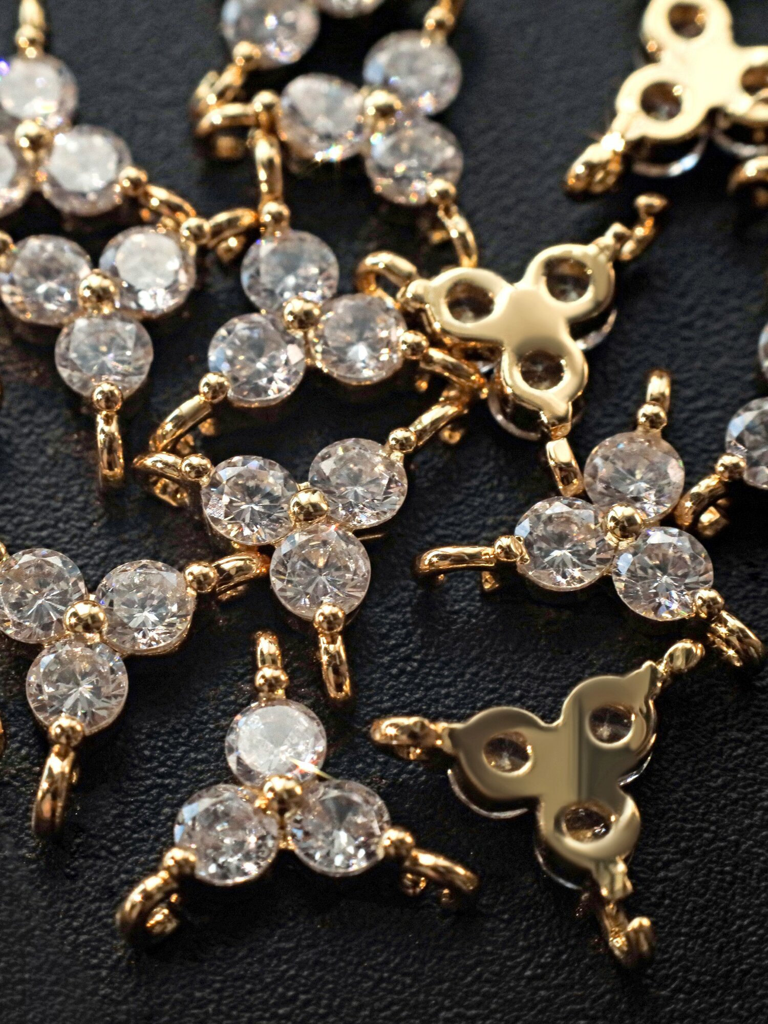 Коннектор для бижутерии 4 шт. / фурнитура для украшений, позолота/циркон, 8.5x9x3 мм