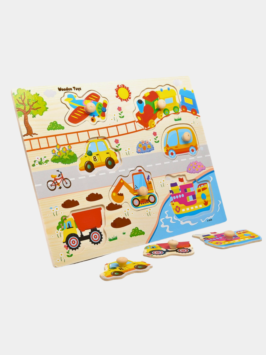 Сортер детский деревянный, головоломка, мозаика, танграм, 3D фигуры — фото 1