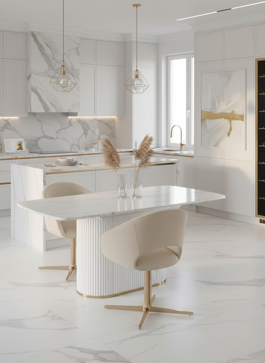 Стол кухонный обеденный раздвижной, 140 (179) х 95 см, на 8 персон, Монте Белый