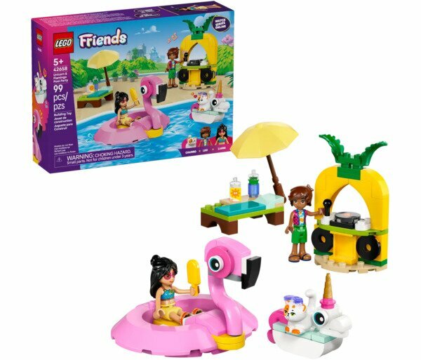 Конструктор LEGO Friends 42658 Вечеринка у бассейна с единорогом и фламинго (Lego 42658)