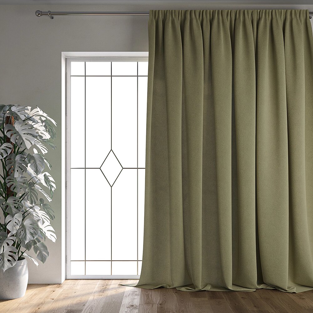 Штора Лен Блэкаут 80% 200х280 см зеленая NEODECO