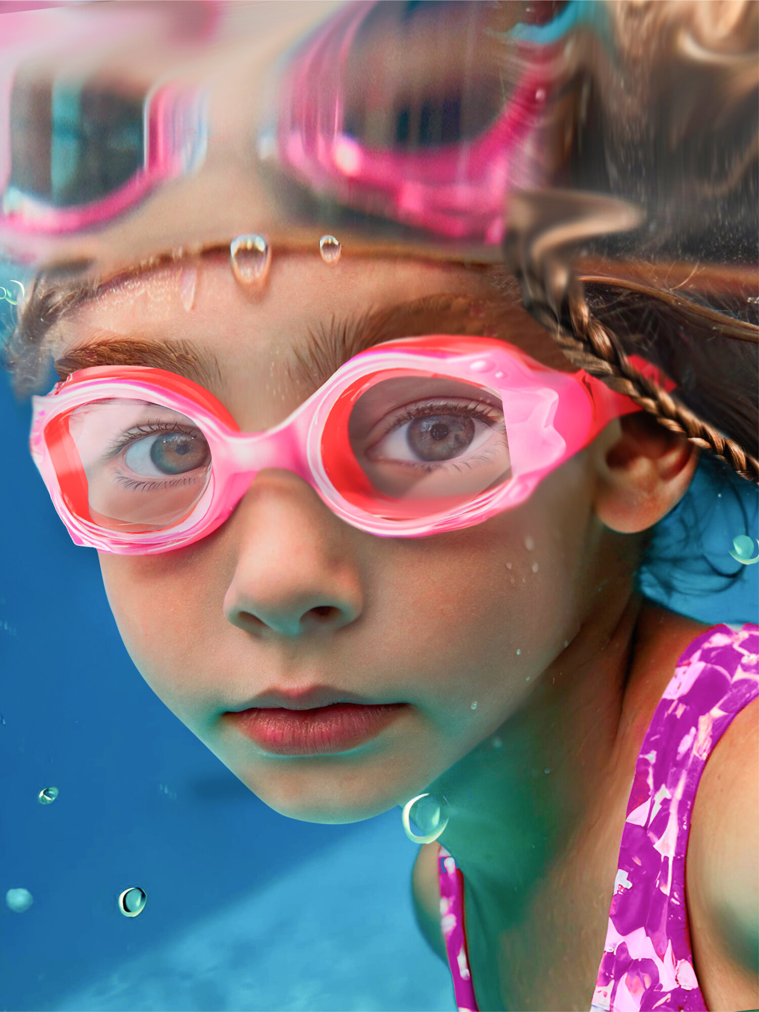 Очки для плавания ZUMQ детские, розовые, с UV-фильтром и антифог покрытием — фото 1