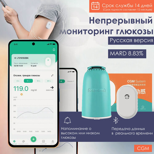 Изображение товара Глюкометр, 14 дней, динамическое определение уровня глюкозы в крови