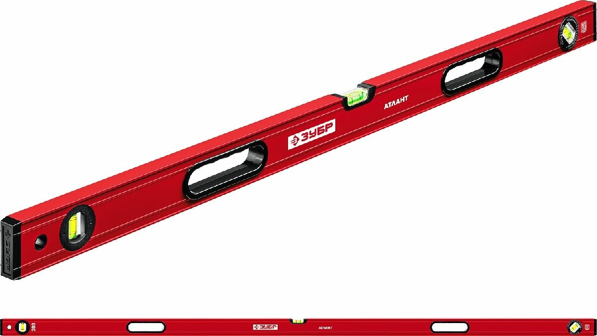 Уровень ЗУБР М50 коробчатый 2000 мм с фрезерованной поверхностью 3 колбы точность 1 мм/м рукоятки