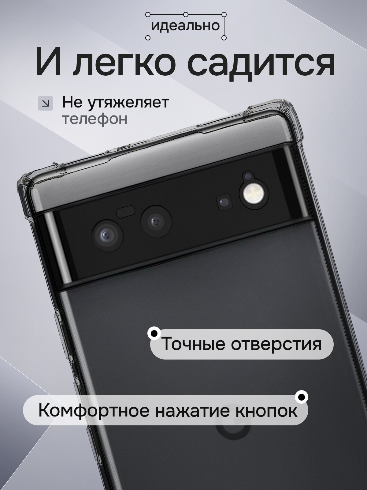 Чехол для Google Pixel 6 прозрачный противоударный с защитой углов и экрана — фото 1