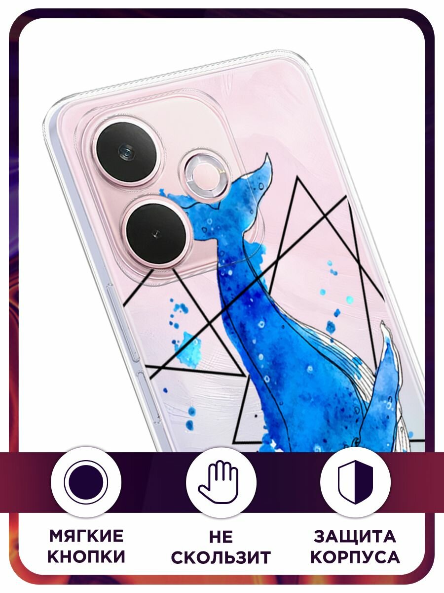 Чехол на Oppo A5 Pro / Оппо А5 Про с принтом "Кит графика", прозрачный — фото 1