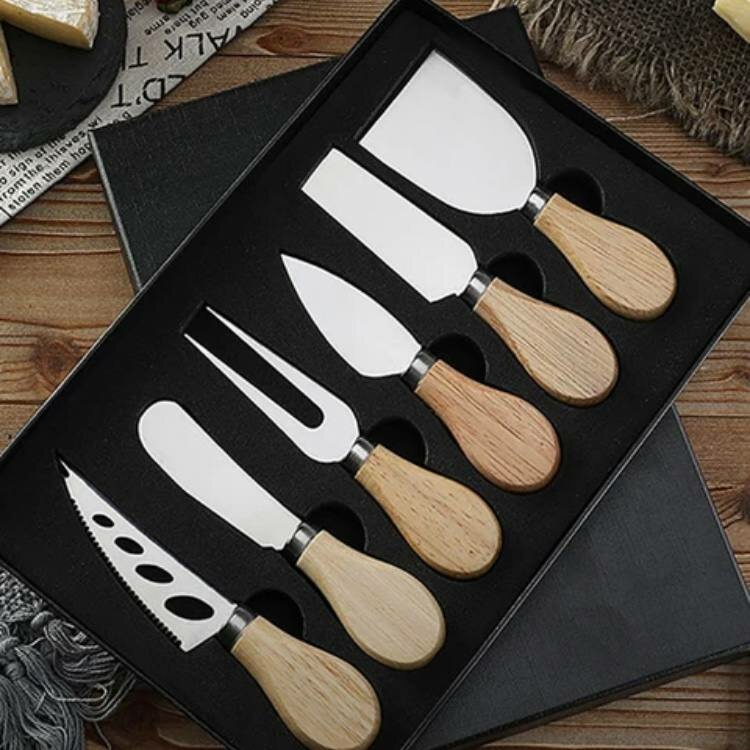 Набор сырных ножей «Для дегустации» нержавеющая сталь деревянные ручки 6 шт