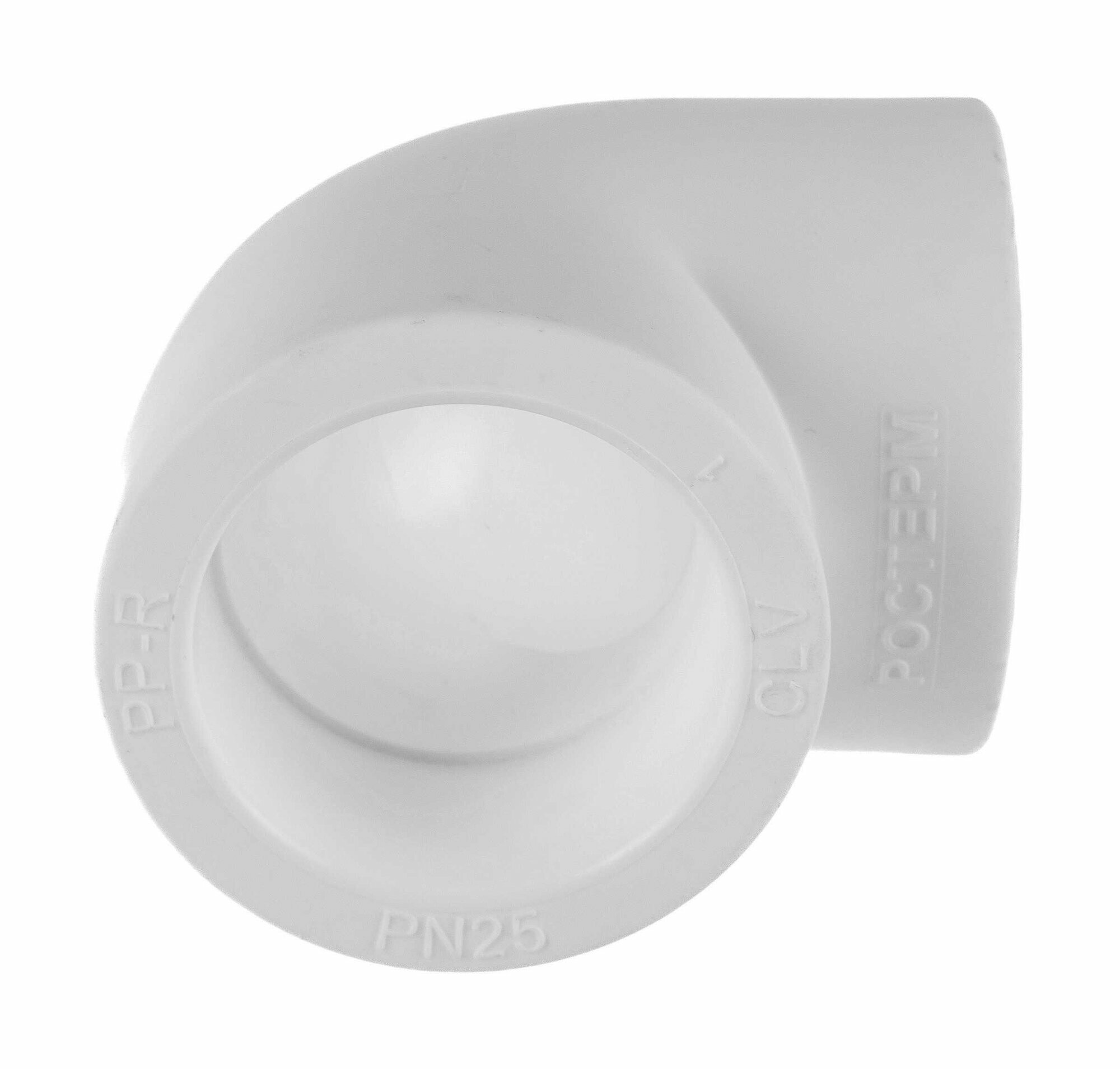 Угольник соединительный ростерм d25 мм  90 гр  полипропиленовый  белый