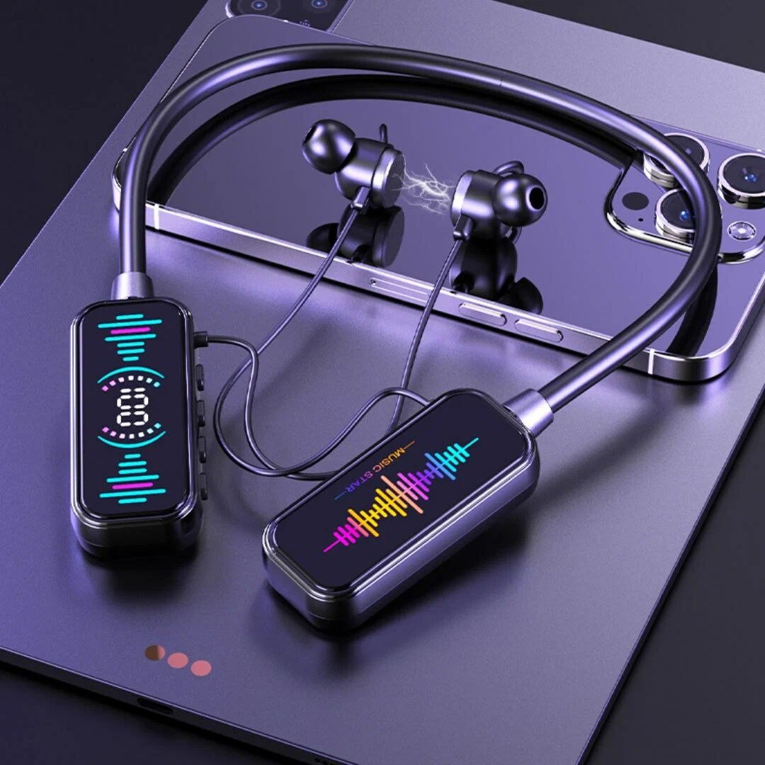 Bluetooth наушники – с LED-дисплеем, магнитные, спортивные, до 20 часов музыки, с микрофоном