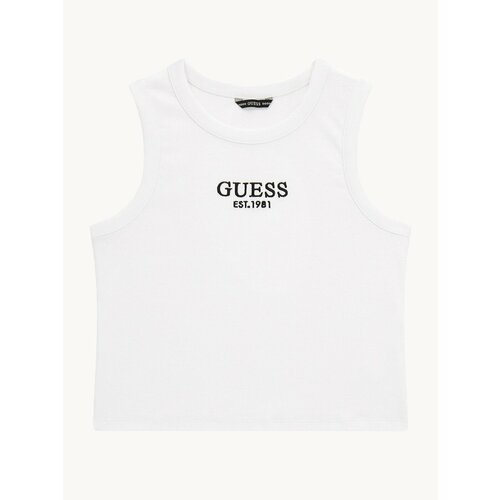 фото Майка guess rib midi sl t-shirt, размер 8, белый