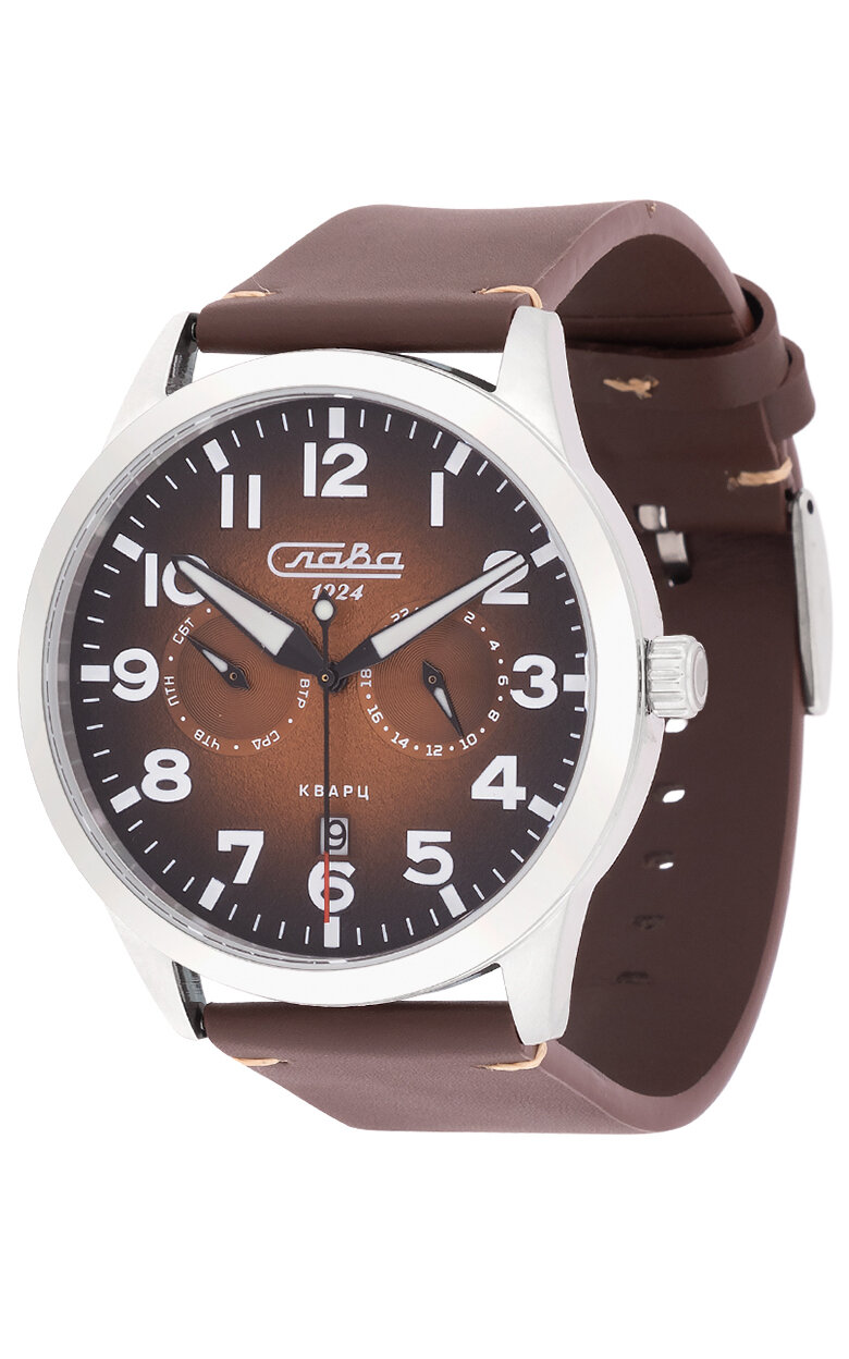 Наручные часы Слава Традиция, коричневый — фото 1