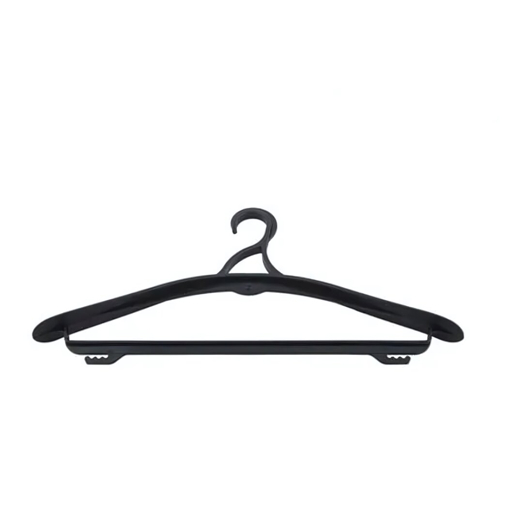 Вешалка для верхней одежды, размер 48-50, черный цвет, пластиковая, с фиксаторами для брюк