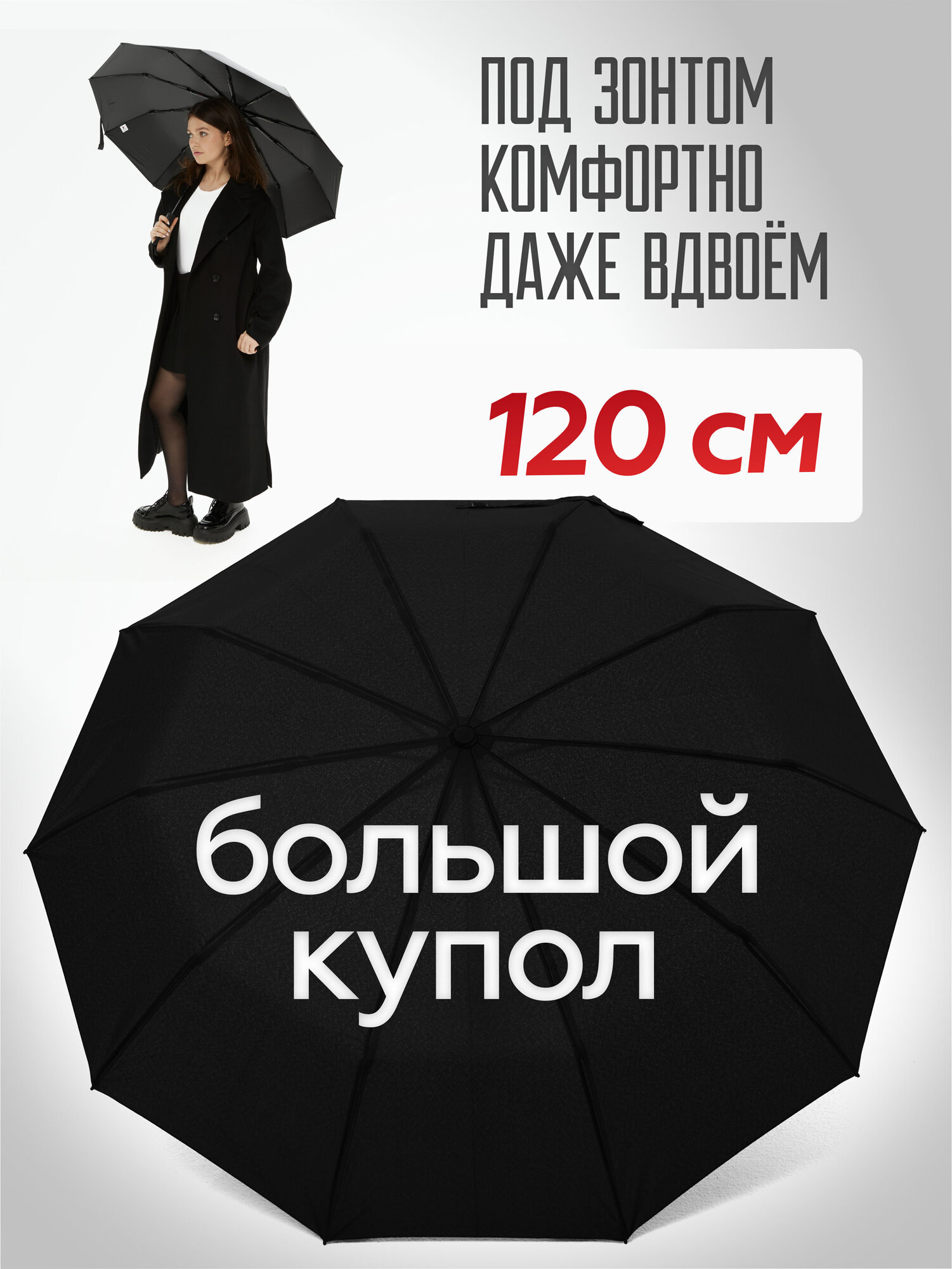 Смарт-зонт RAINDROPS, black — фото 1