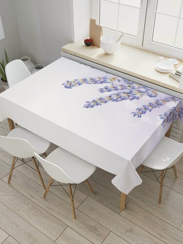 Изображение товара Прямоугольная водоотталкивающая скатерть на стол JoyArty с рисунком "Букет лаванды" 120 на 145 см