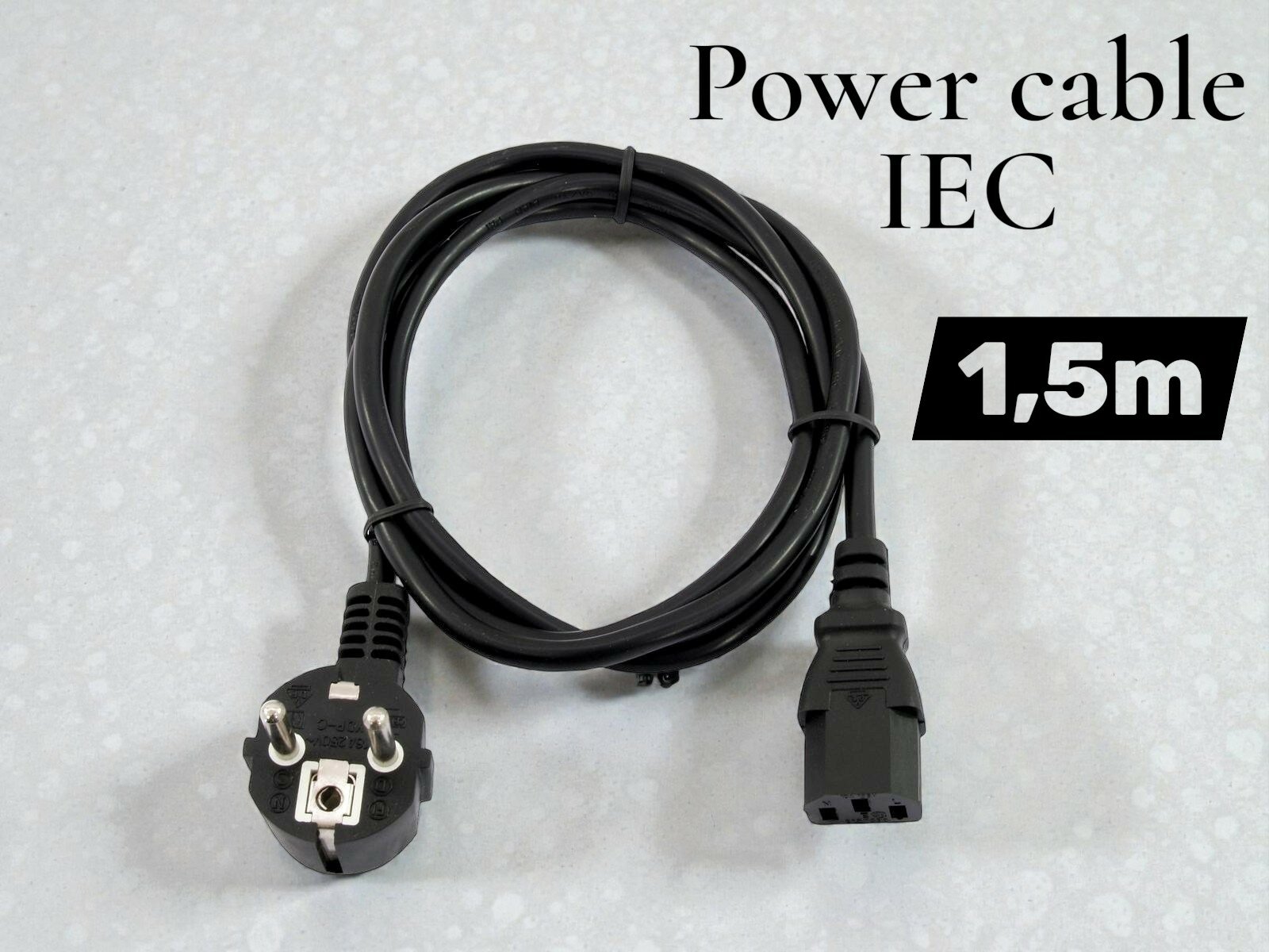 Силовой кабель C13 1.5м – шнур питания 10A с медной жилой для компьютера/монитора (Евровилка)