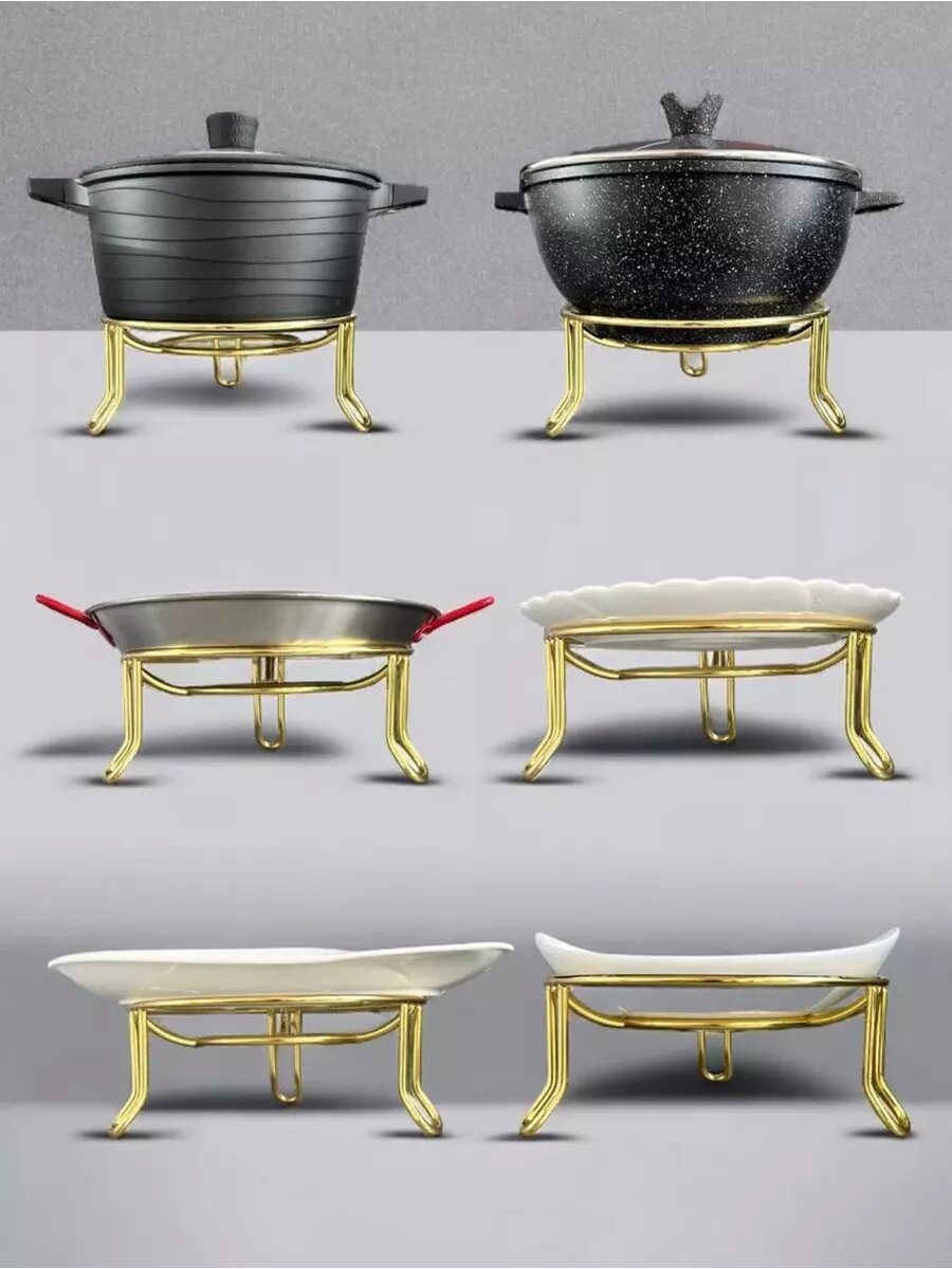 Подставка под горячее, металл, нержавеющая сталь, золотистая