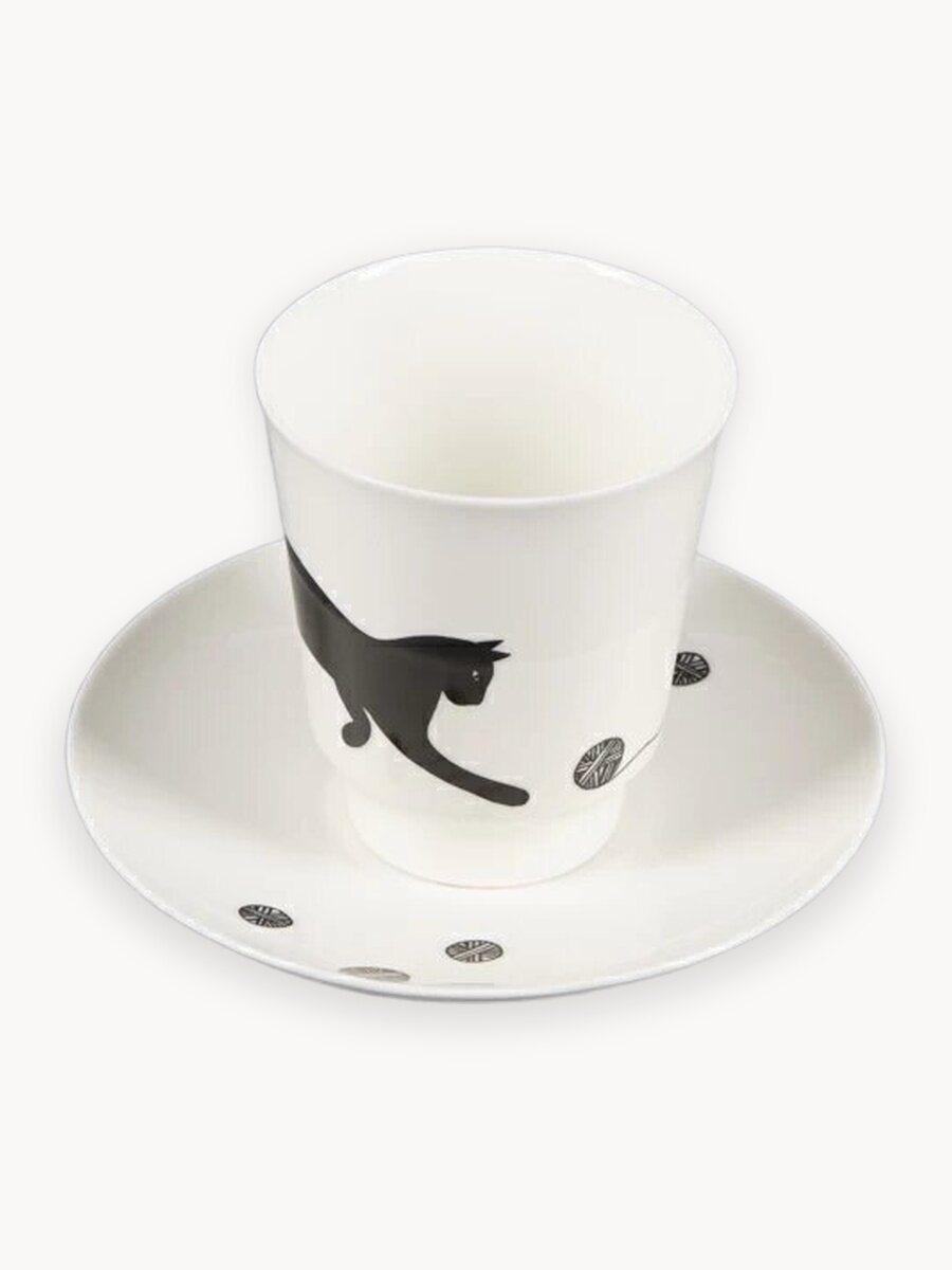 Кофейная пара "Веселый Клубочек", костяной фарфор, форма Майская, Императорский фарфоровый завод