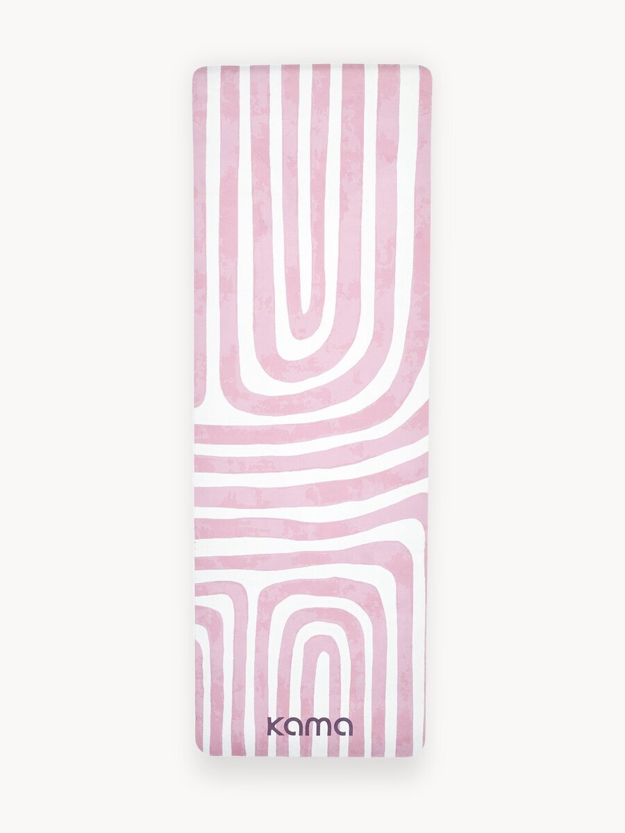 Коврик для йоги и фитнеса, Kama, 6 мм, бело-розовый, полоски