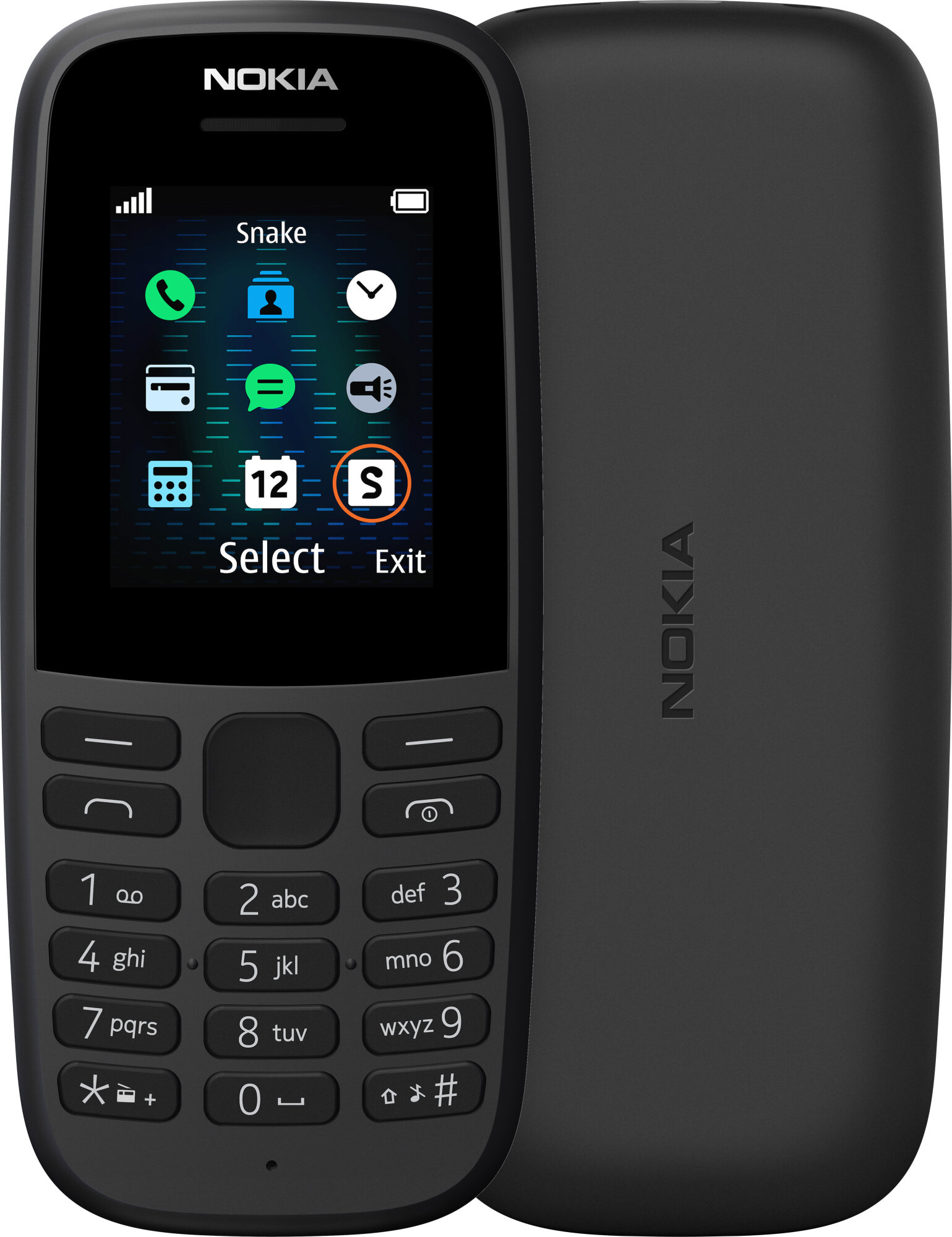 Мобильный телефон Nokia 105, черно-серый