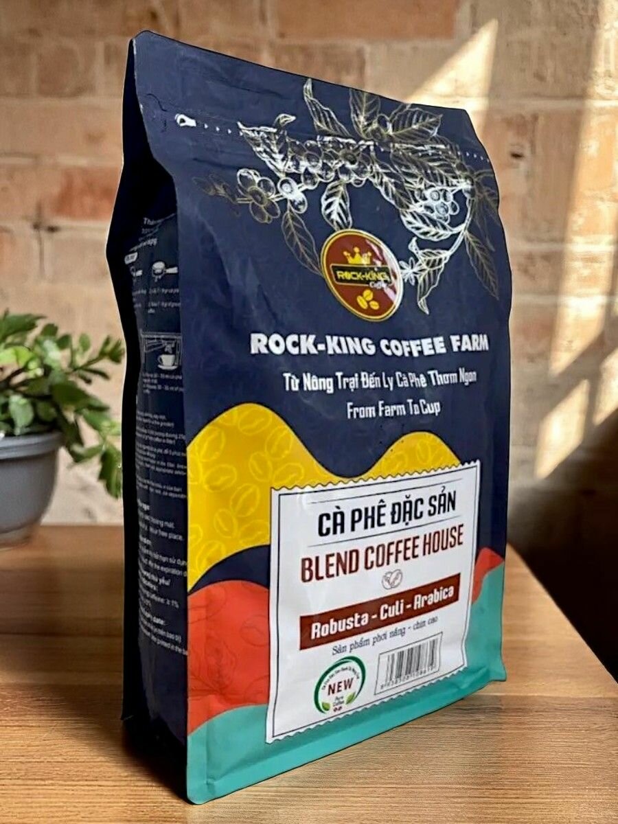 Кофе в зернах вьетнамский 1 кг Hoang Trung Rock King Coffee House Blend (Рок Кинг Хаус Бленд)