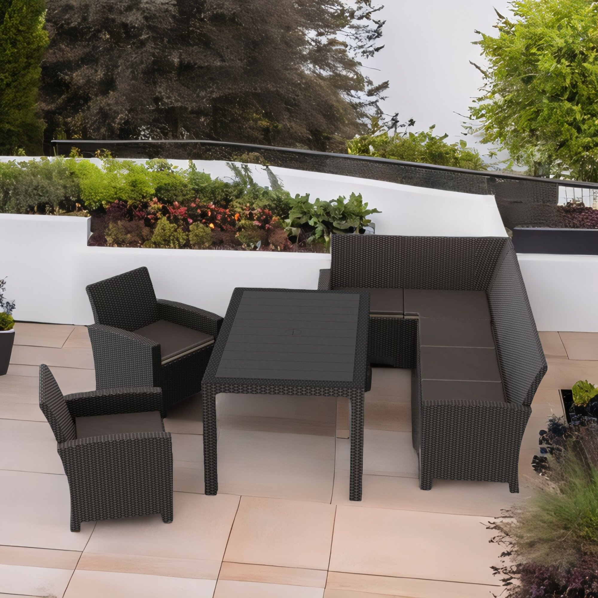 Комплект мебели Мир Дачника Калифорния угловой диван стол 2 кресла подушки