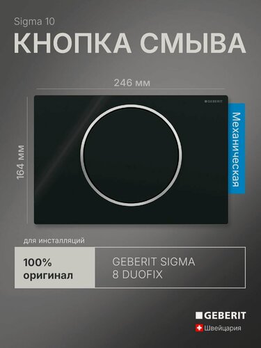 Изображение товара Кнопка смыва для инсталляции Geberit Sigma 10, черный/хром