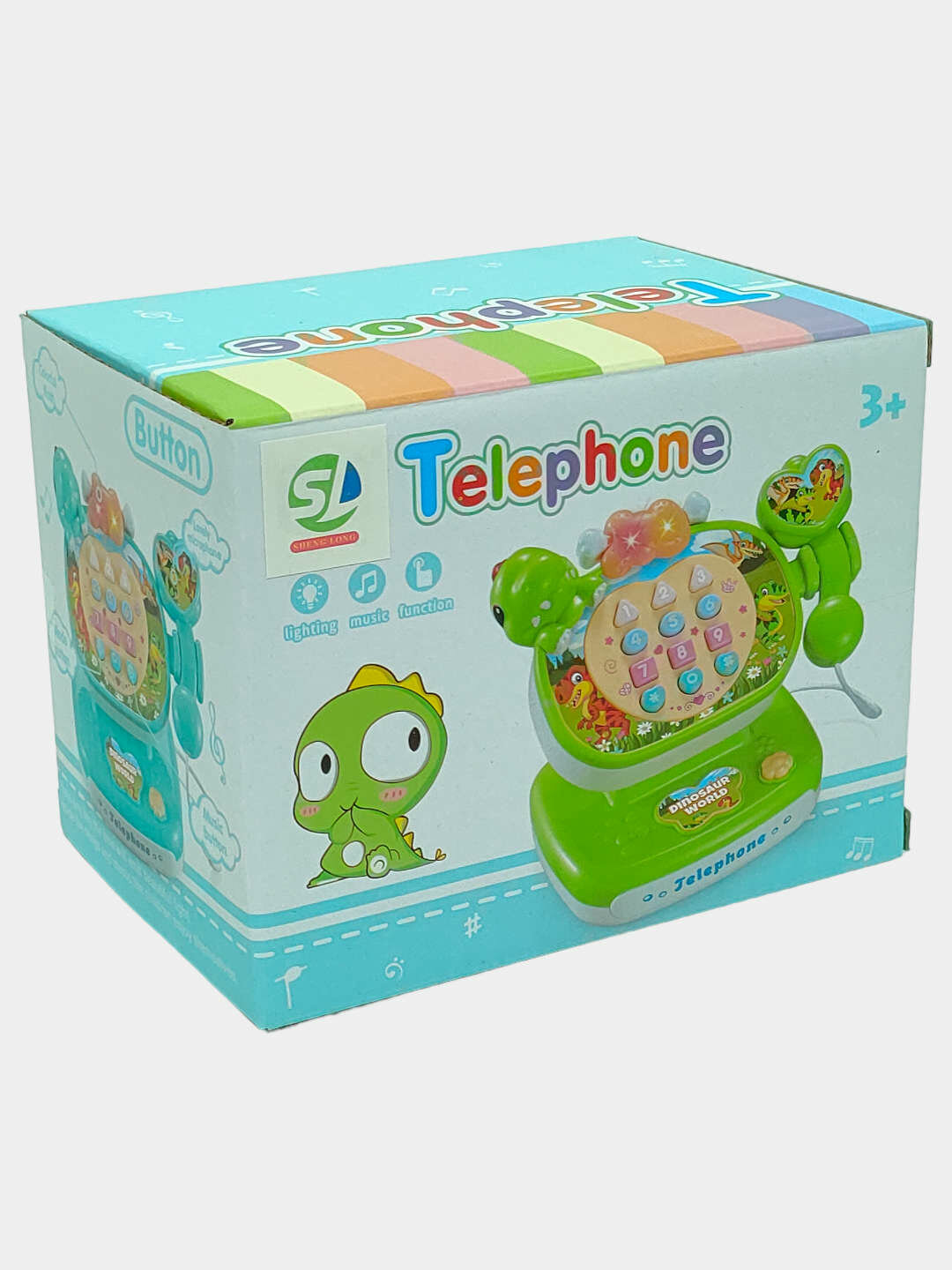 Интерактивный музыкальный телефон Динозавр, Световые и звуковые эффекты, Для детей от 3 лет, Развивающий подарок Код. 24044