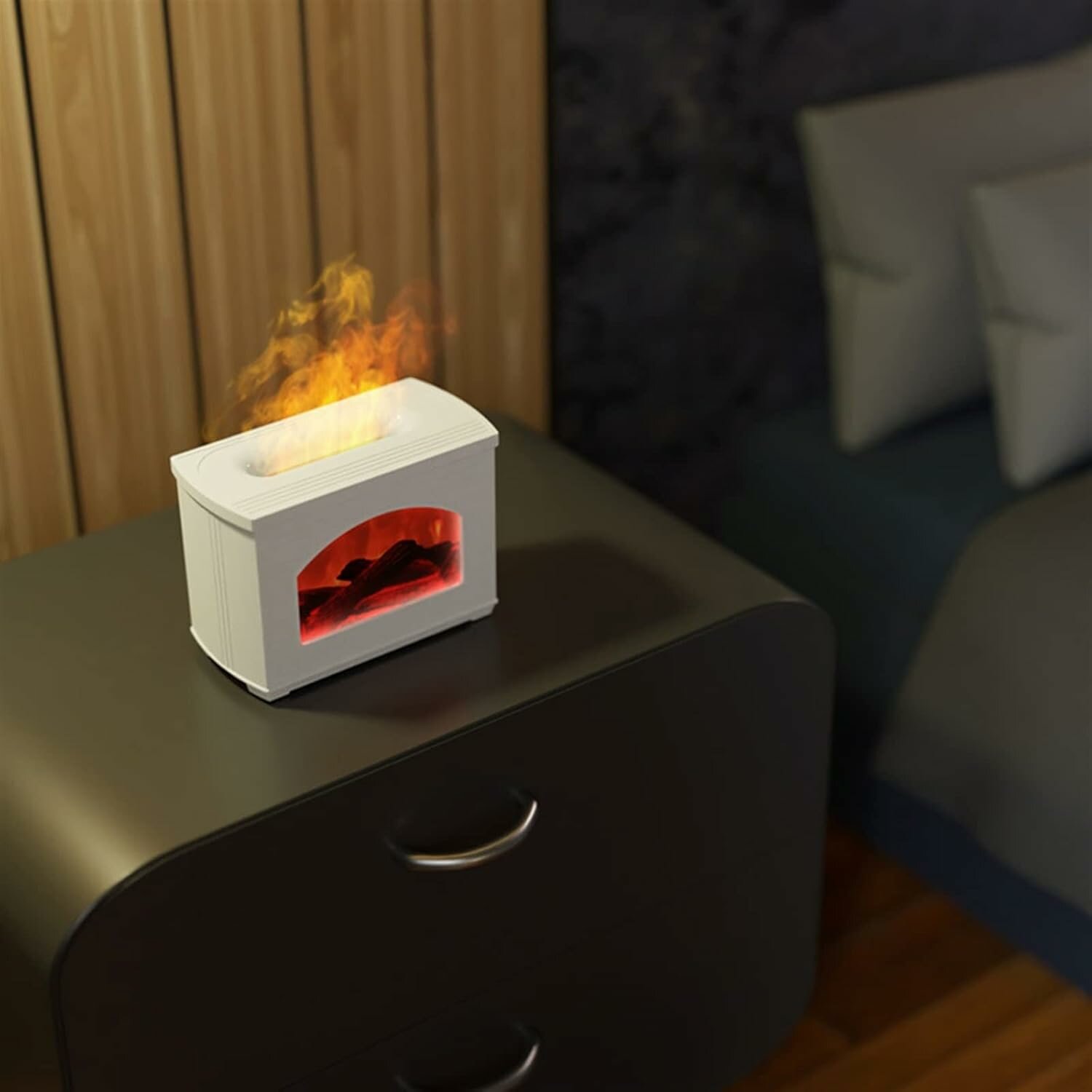 Увлажнитель воздуха Камин с эффектом пламени Fireplace Humidifier 270 мл / Ночник аромадифузор с имитацией огня и светодиодной подсветкой USB