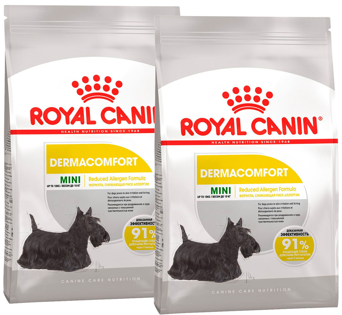 Корм сухой Royal Canin Mini Dermacomfort для взрослых собак маленьких пород при аллергии, 1 кг x 2 шт