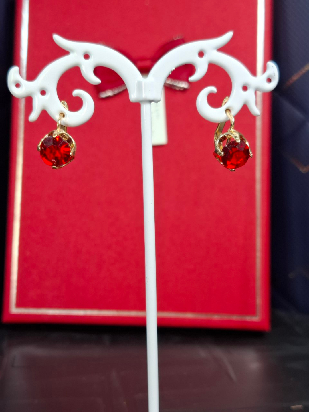 Серьги, красный — фото 1