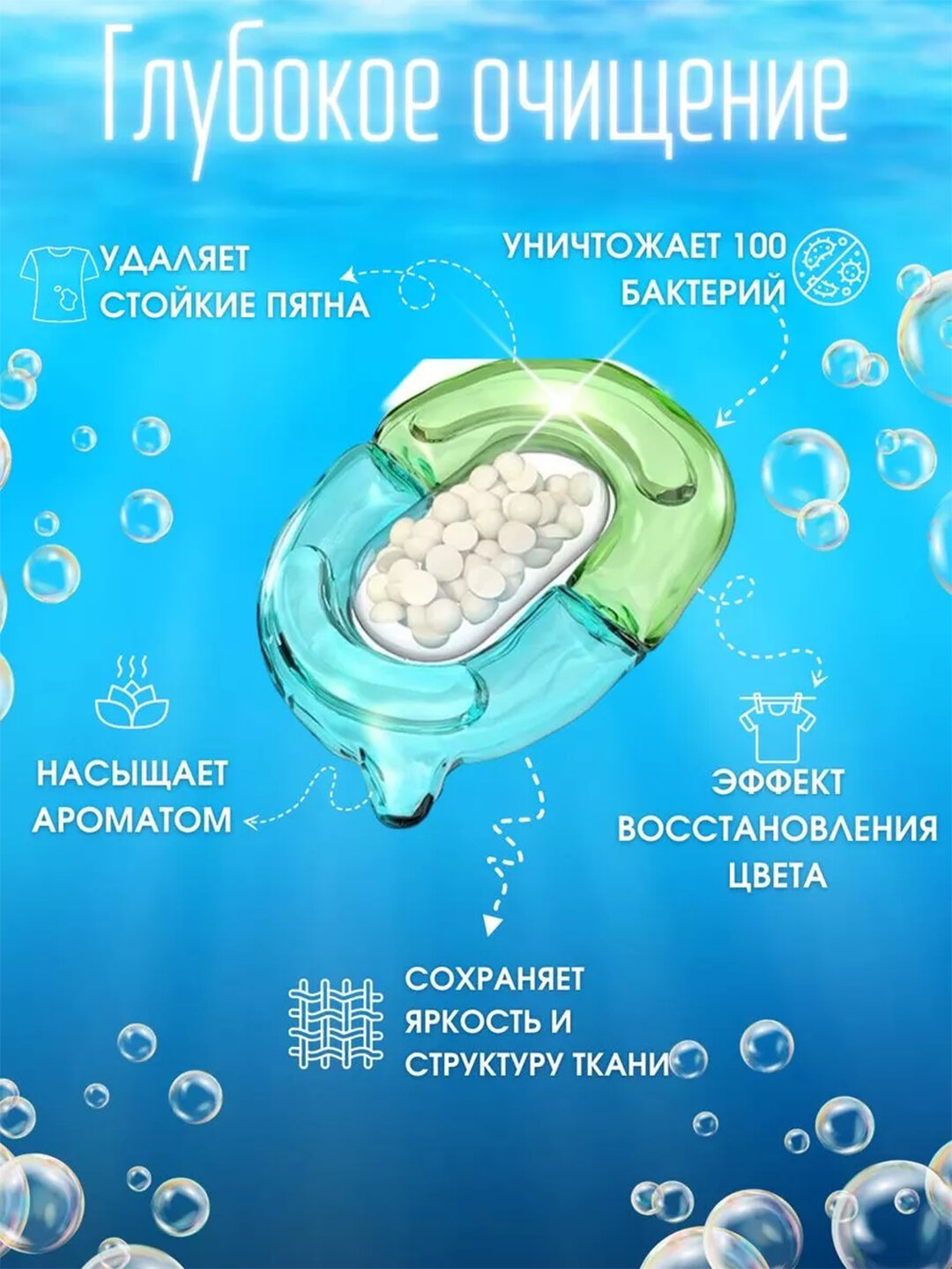 Капсулы для стирки Shaxue, 5 в 1 – для всех типов тканей, 61 шт — фото 1