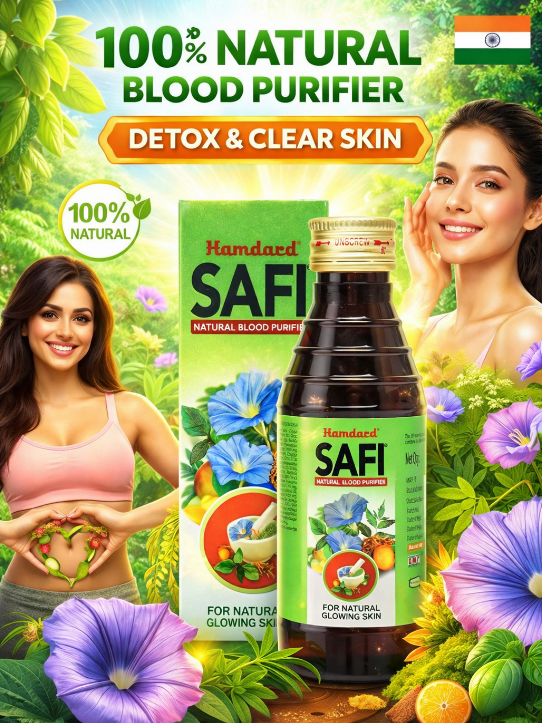 Hamdard SAFI Сироп 100мл — аюрведический натуральный очиститель крови, 28 трав для сияющей кожи