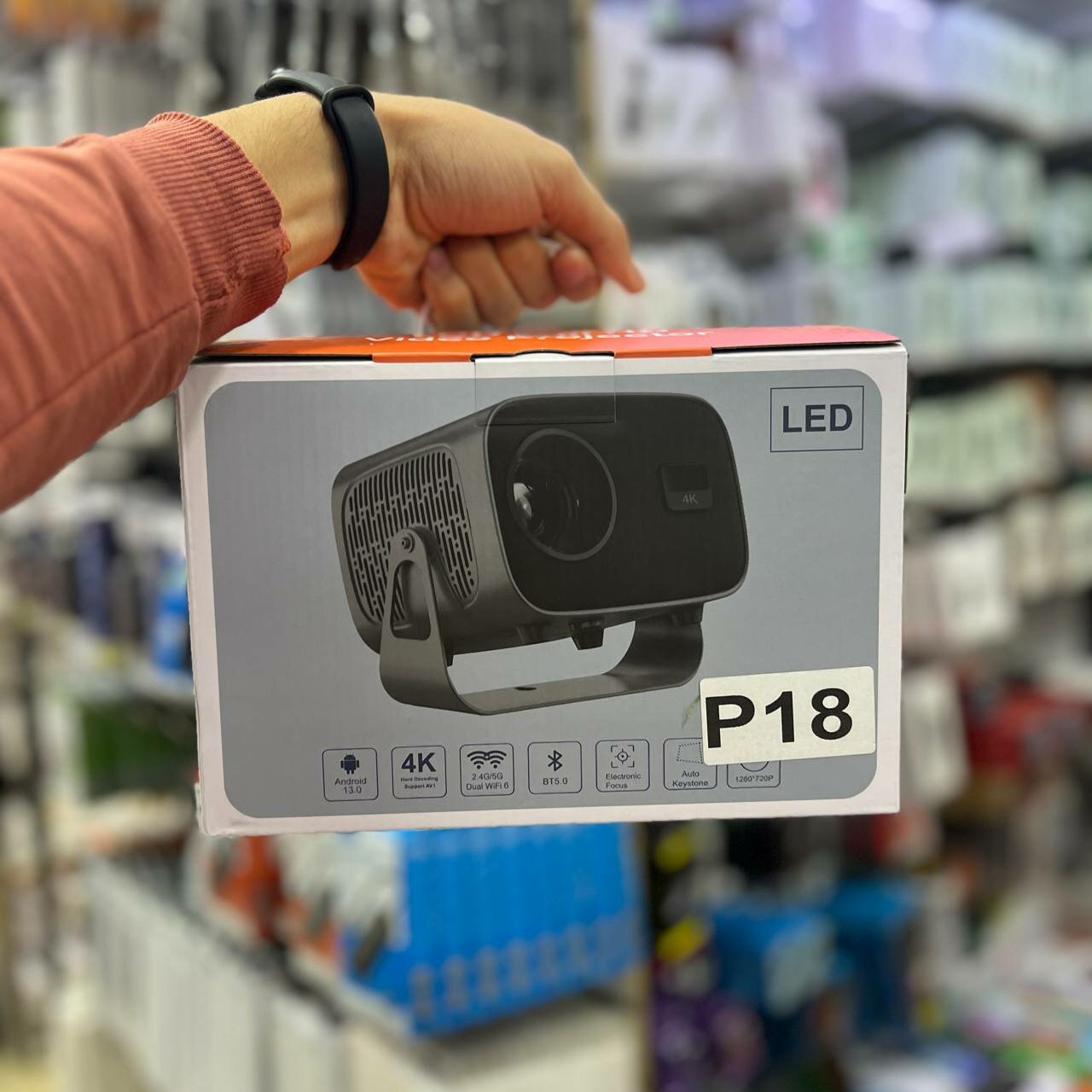 Проектор P18 LED Android 13.0, 4K декодирование, Wi-Fi 6, Bluetooth 5.0