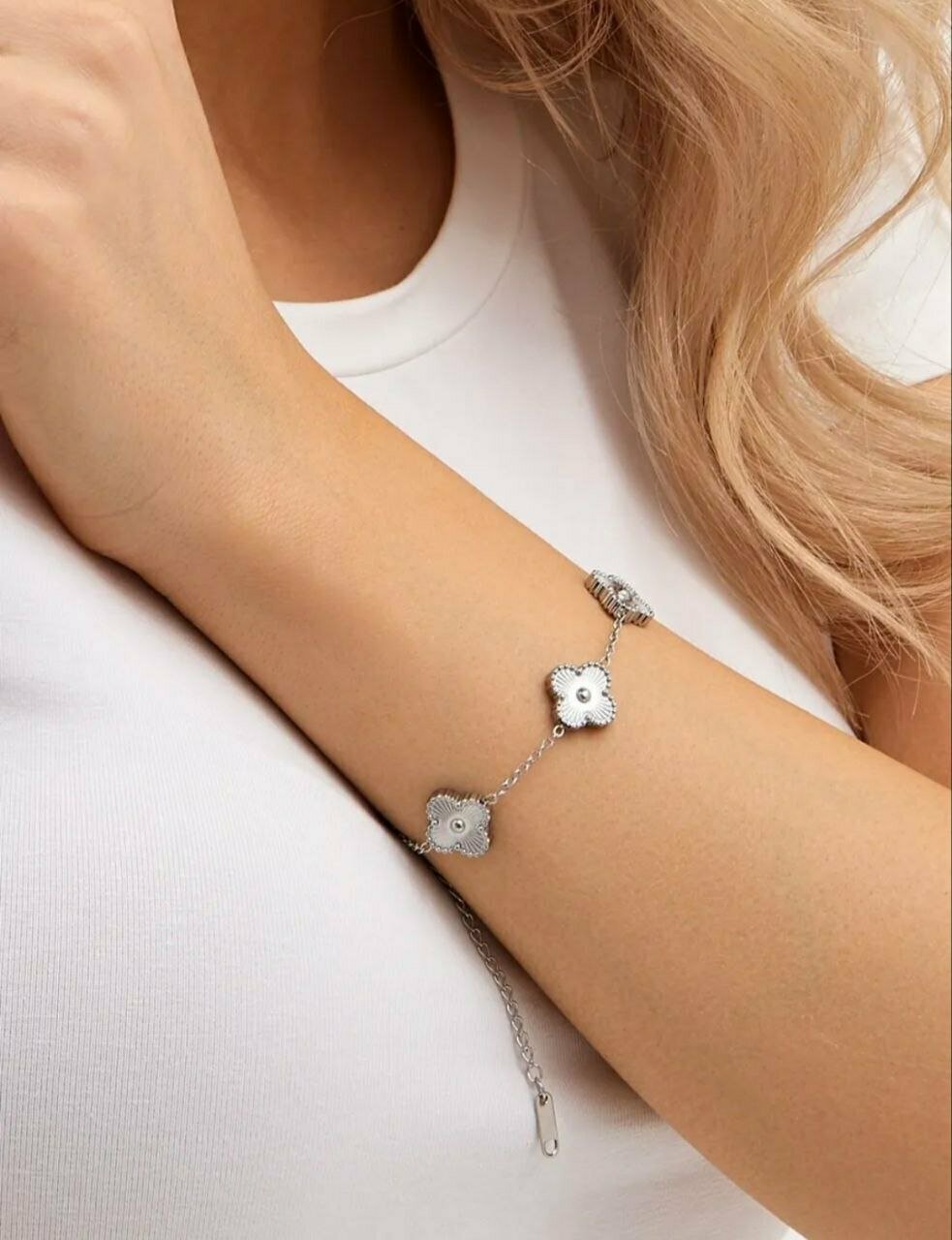 Браслет, размер 20 см, размер one size, серебро — фото 1