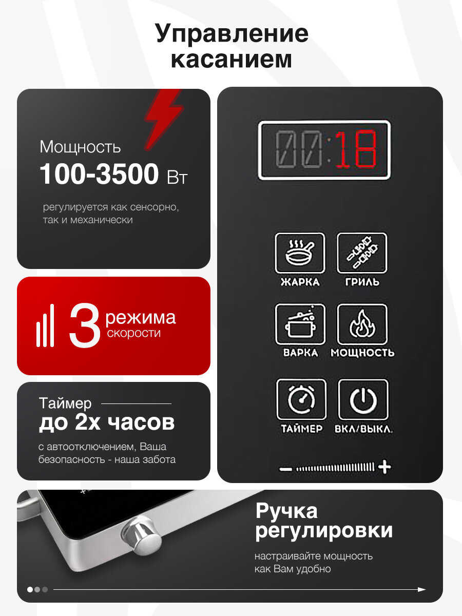 Плитка электрическая настольная GROOVIER для дома и дачи 1 конфорка — фото 1