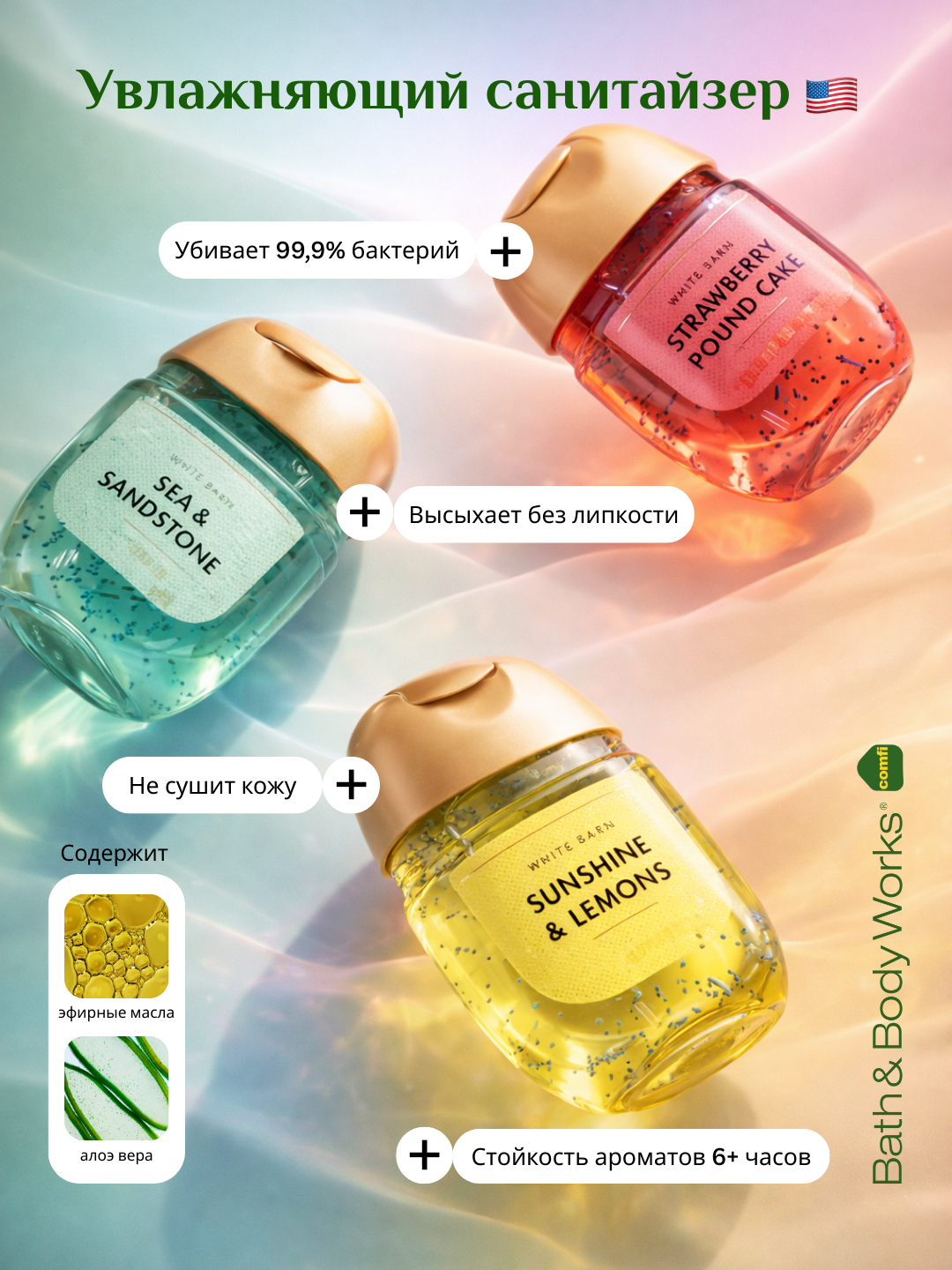 Антибактериальный гель Bath and Body Works, 29 мл, парфюмированный санитайзер антисептик, сочные фруктовые ароматы