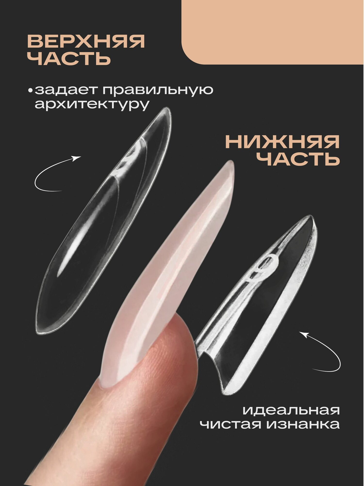 Формы верхние для наращивания ногтей сэндвич овал 240 шт. — фото 1