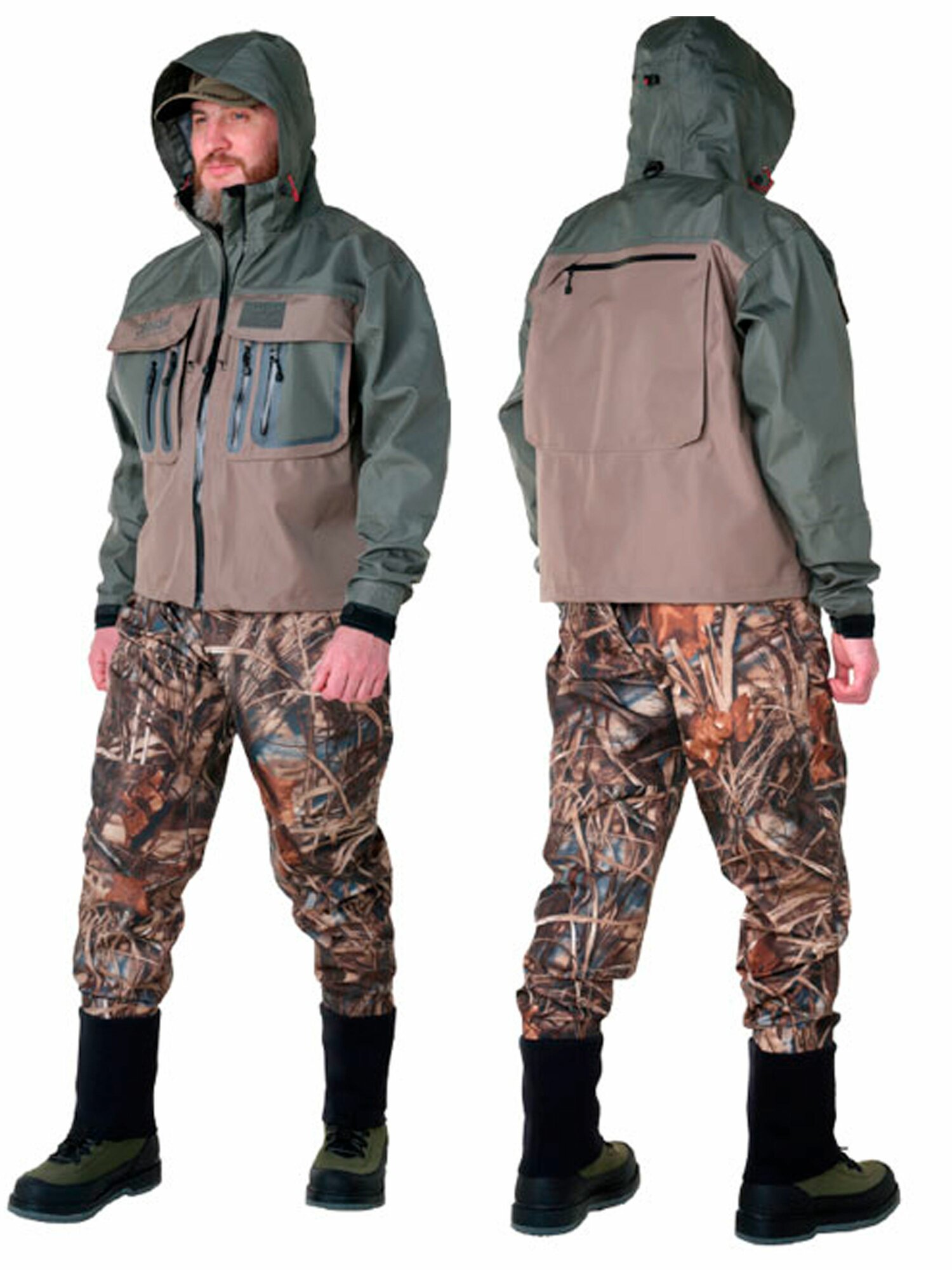 Куртка забродная Alaskan River Master S темно-оливковый/серый