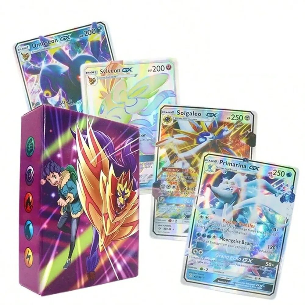 Карточки покемон 100 штук коллекционные карты Pokemon TCG. Набор голографических карт в подарочной коробке